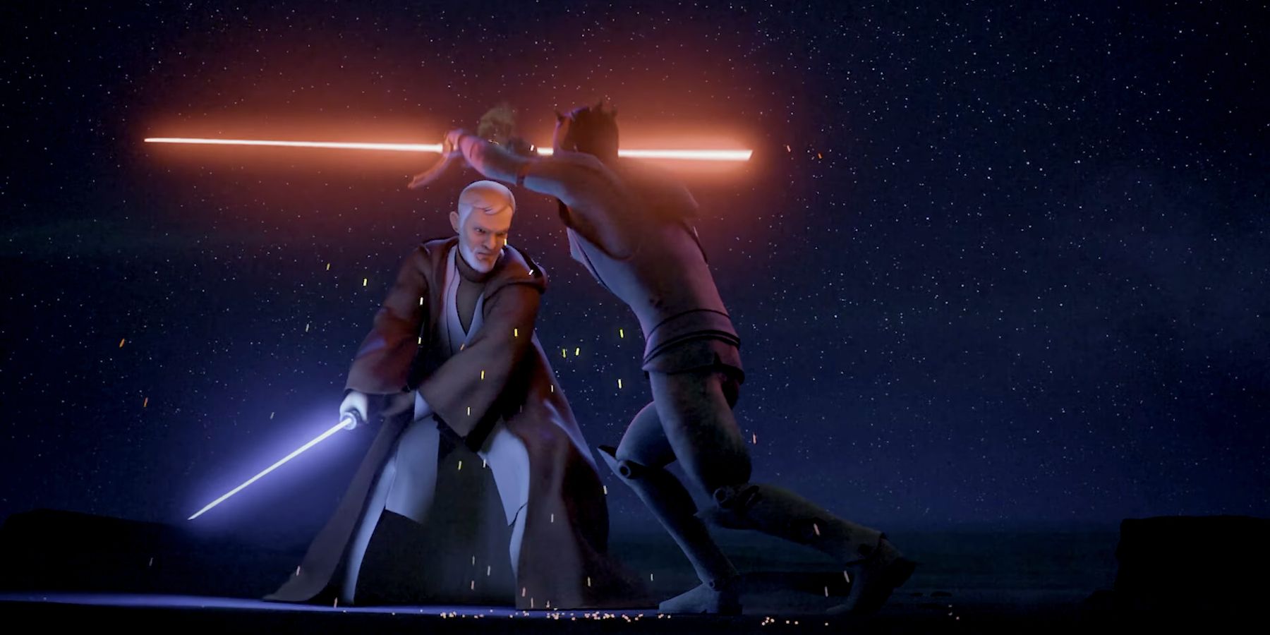 Obi Wan Kenobi defeating Maul in Star Wars Rebels