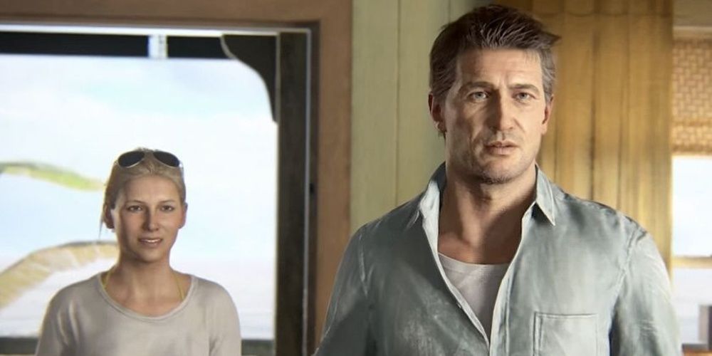 Old Nathan Drake and Elena in Uncharted 4 