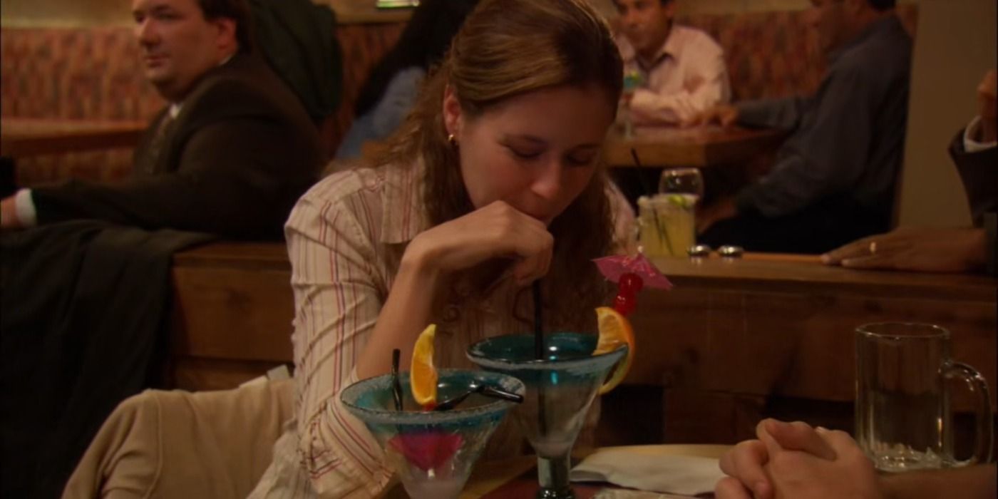 Pam drinking margaritas at the Dundies Awards held at Chili's in The Office
