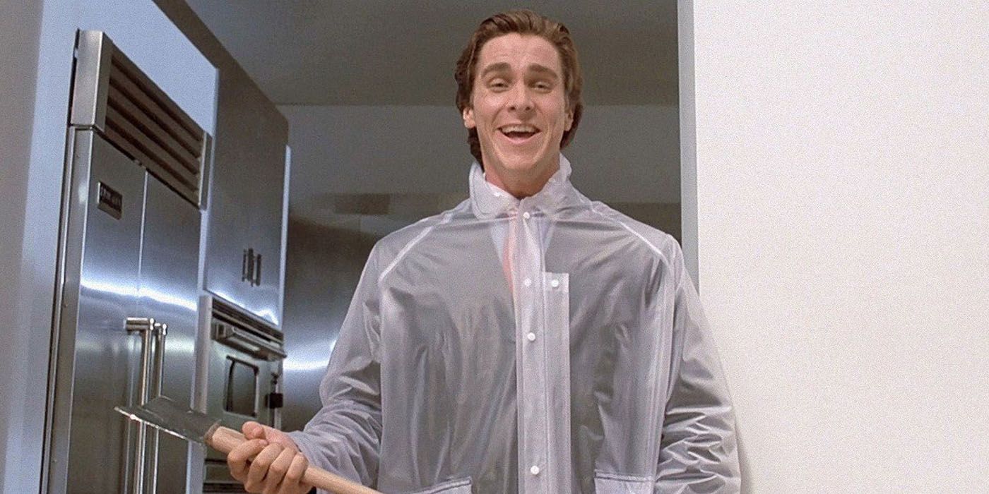 Patrick Bateman com um machado em American Psycho.