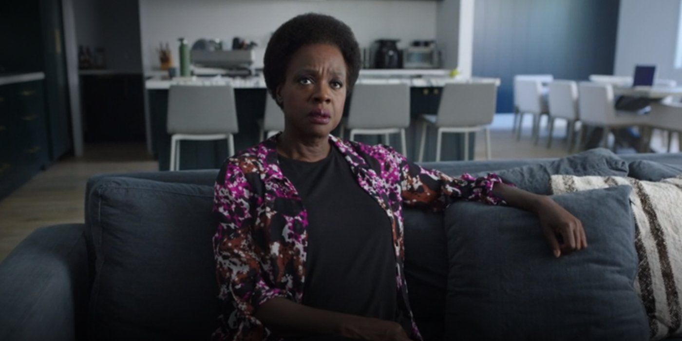 Amanda Waller on her couch looking shocked in Peacemaker