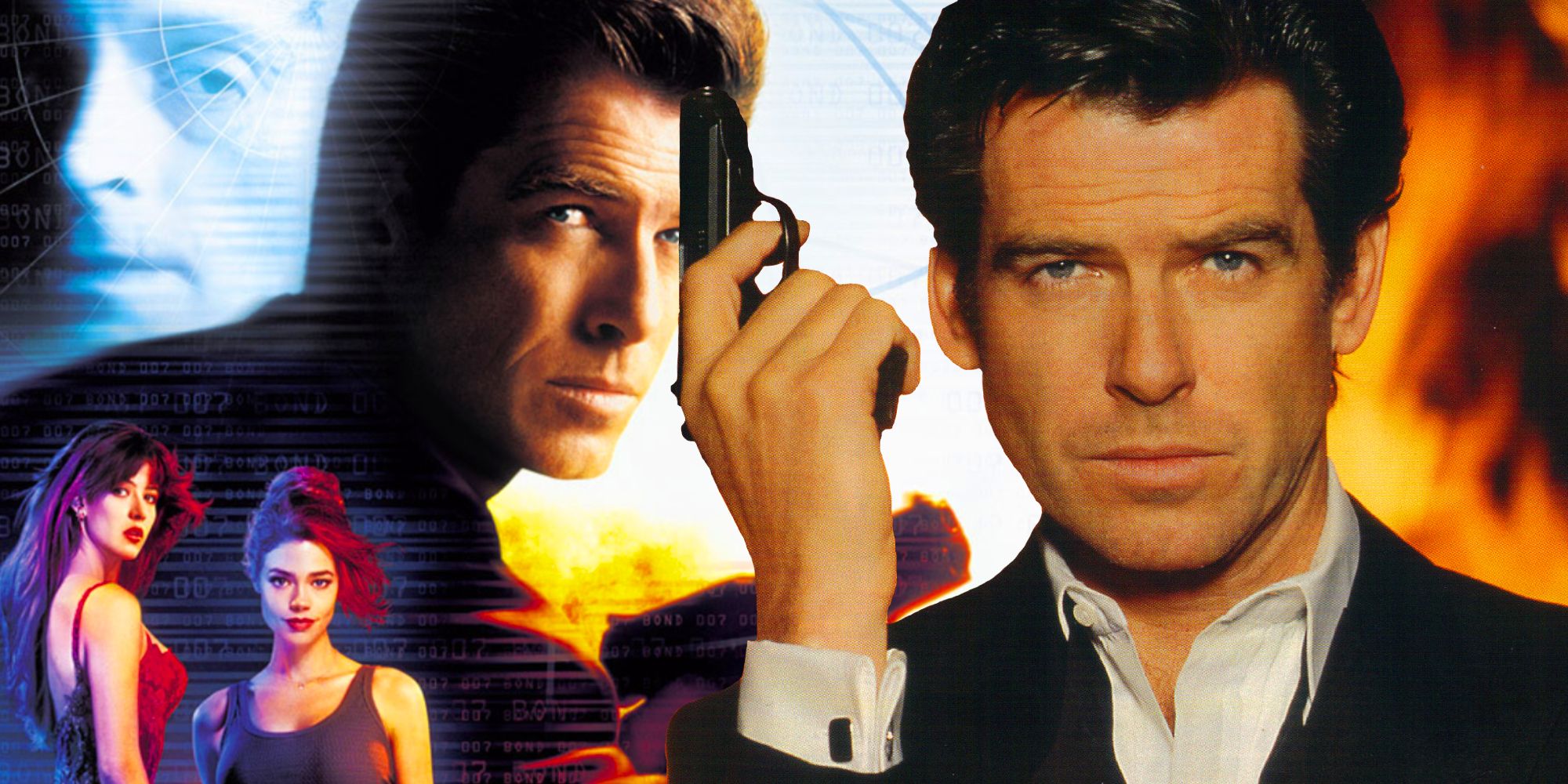Pierce Brosnan como James Bond em O mundo não é suficiente
