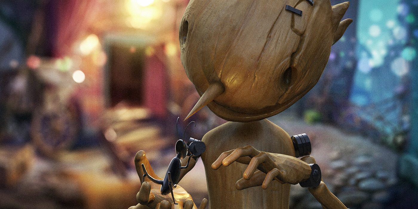 Pinocchio and Jiminy Cricket in Guillermo del Toro's Pinocchio
