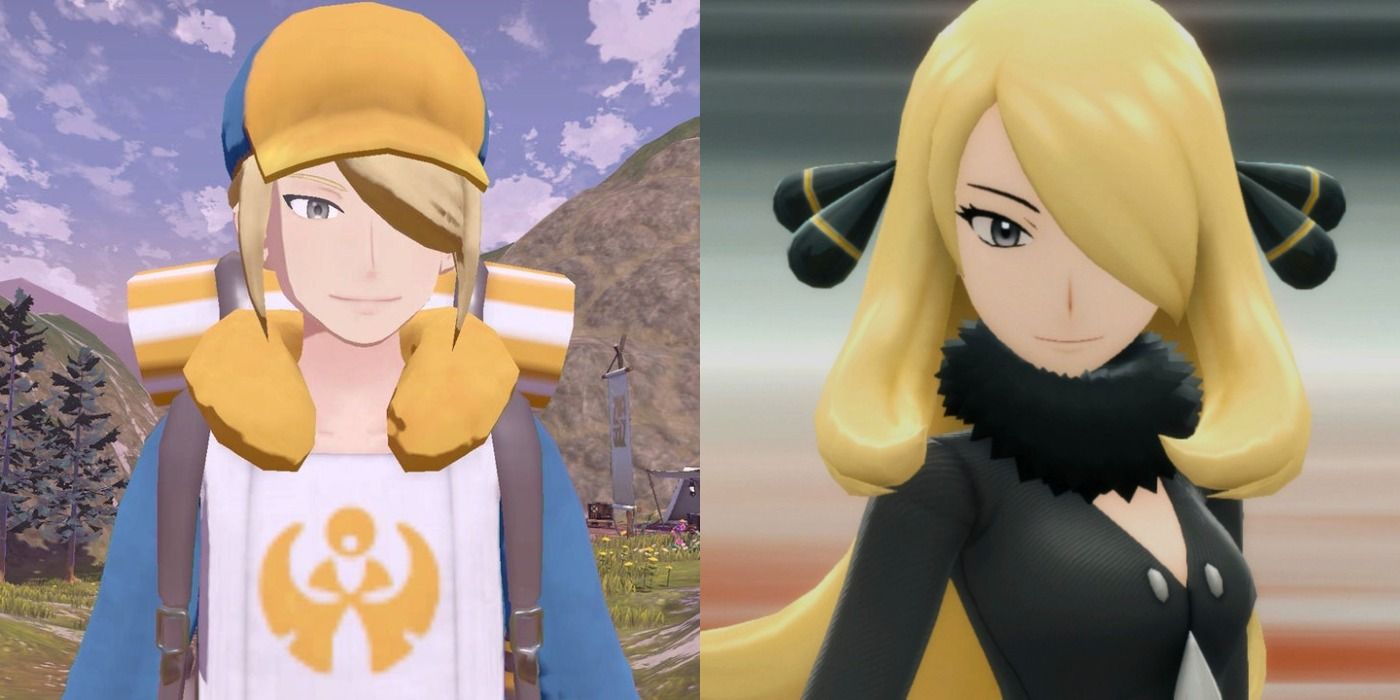 Split image showing Volo and Cynthia in Pokémon