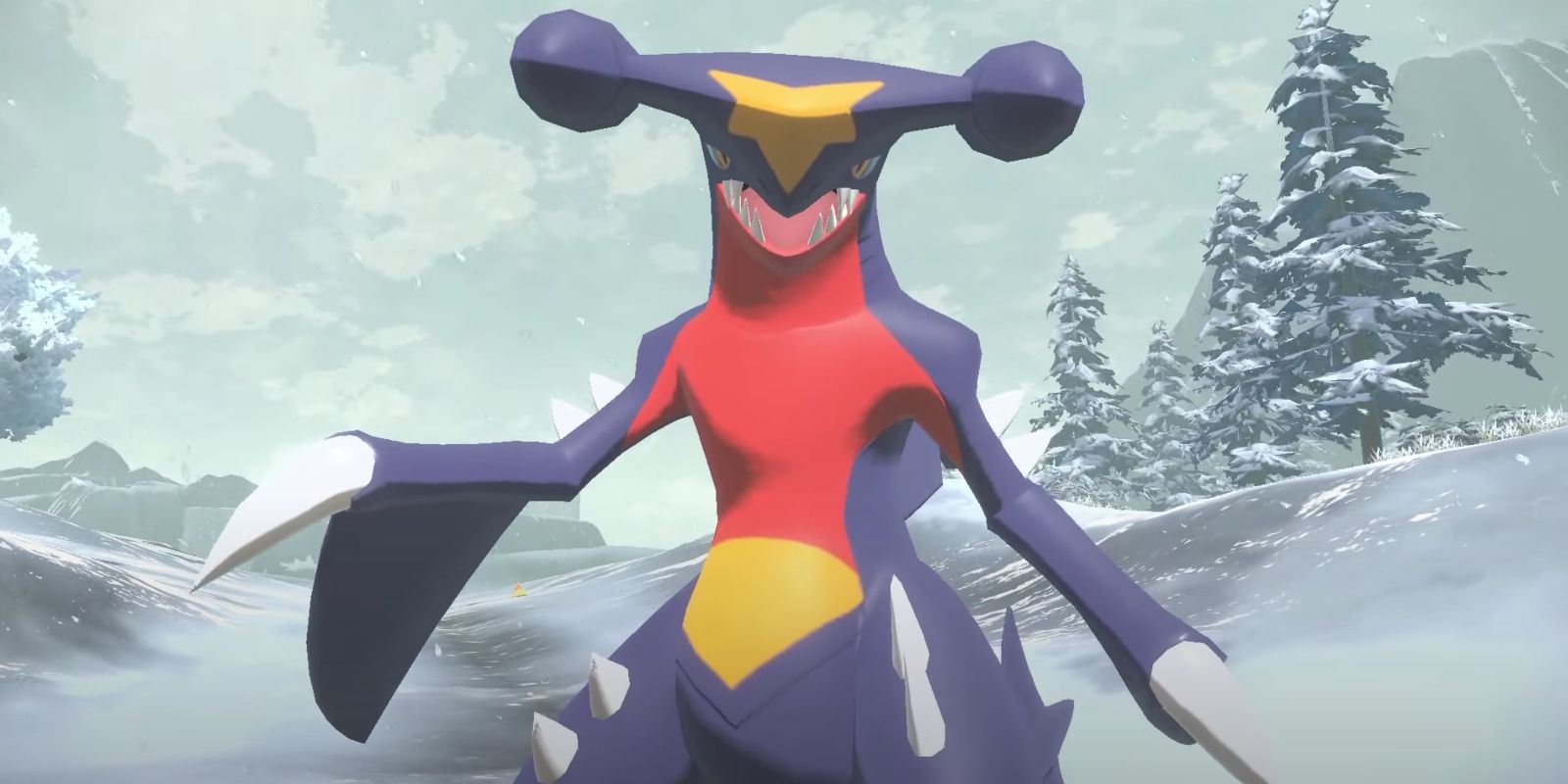 An image of Alpha Garchomp, the highest level Alpha Pokemon in Pokemon Legends: Arceus.