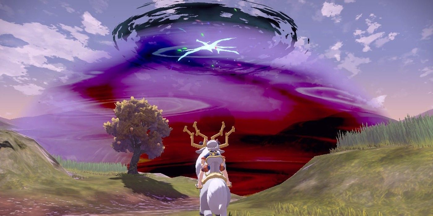Wyrdeer in front of a space time distortion in Pokémon Legends: Arceus