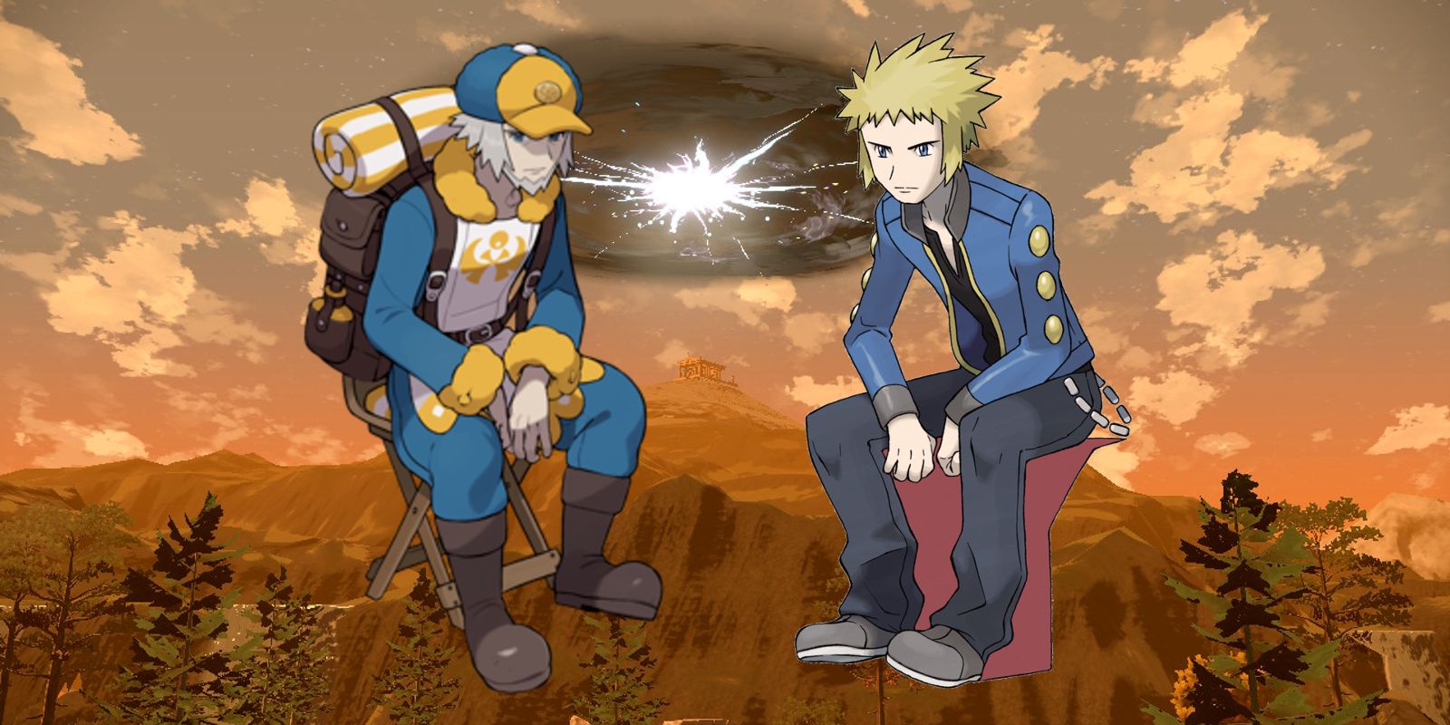 An image of Volkner from BDSP and Ginter from Legends: Arceus