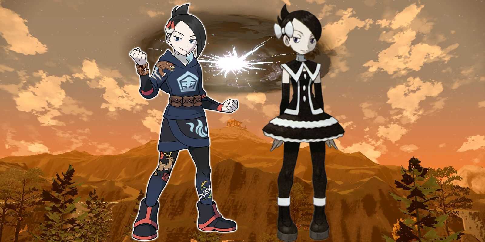 Mai, Marley's ancestor in Pokemon Legends: Arceus, next to Marley from BDSP