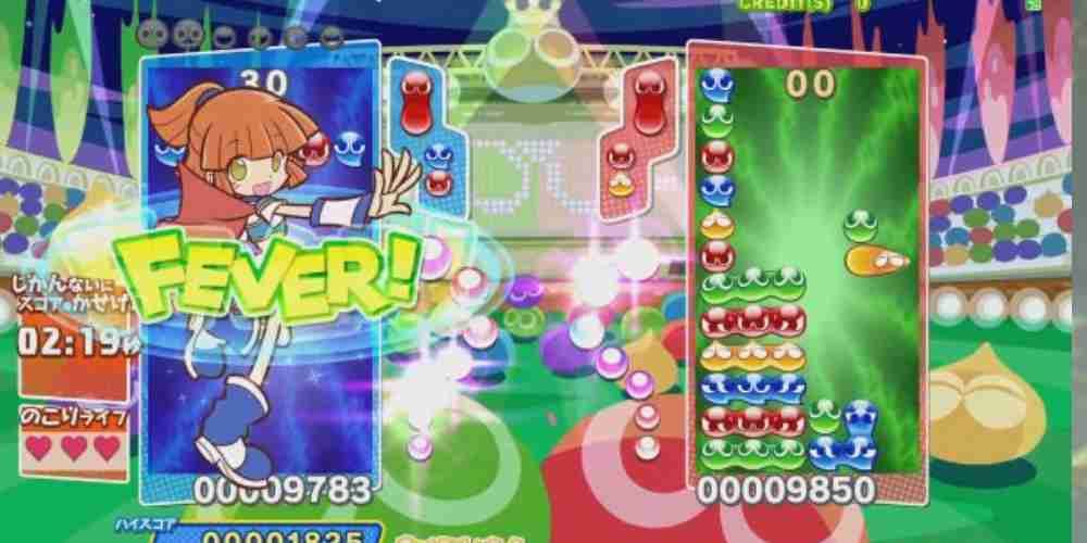One player in Puyo Puyo Esports gets a fever while the other is just playing the game.