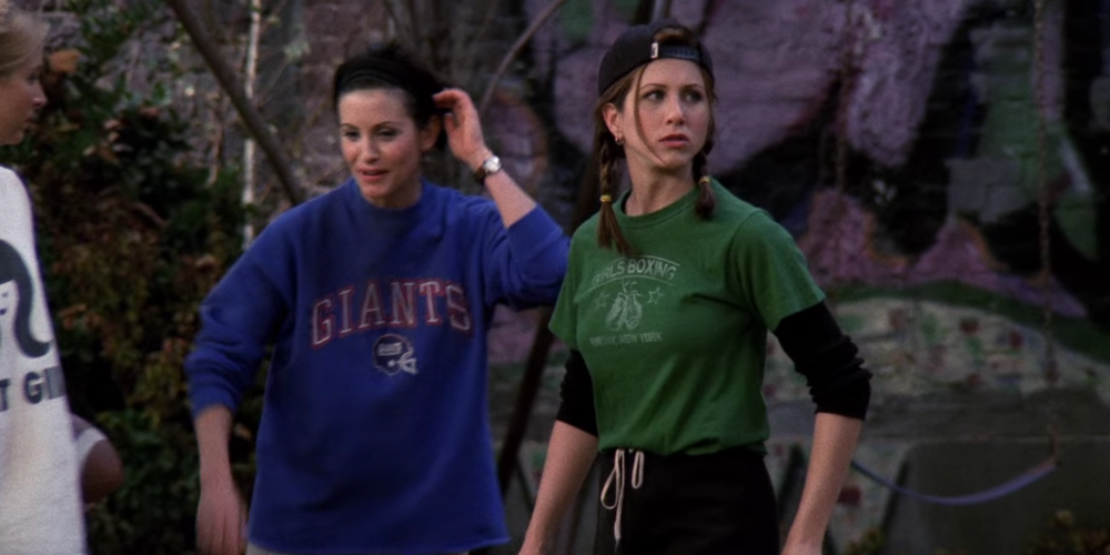 Rachel Green wearing Layered Loungewear And Baseball Cap on Friends.