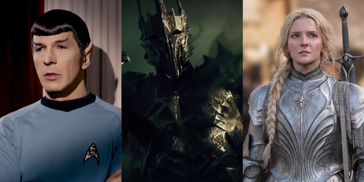 Spock, Sauron and Galadriel in a split image