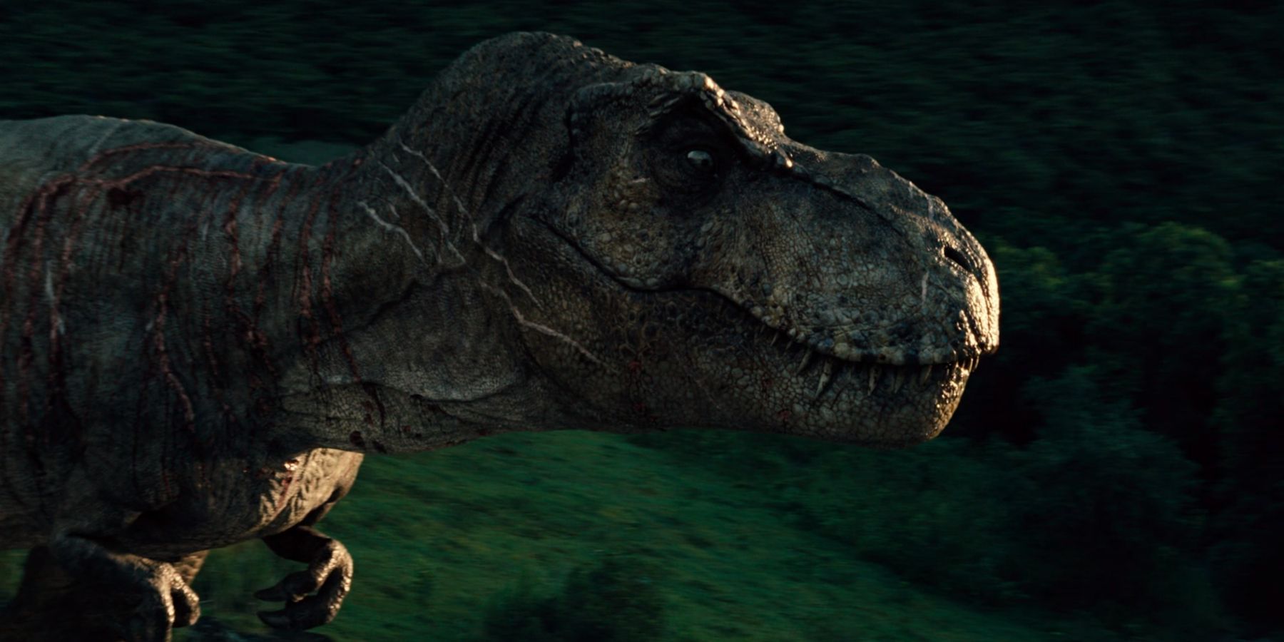 Rexy the T-Rex reclaims Isla Nublar as her island in Jurassic World