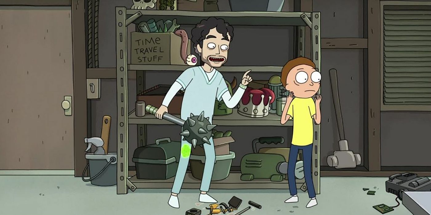 Nick and Morty in a garage in Rick &amp; Morty