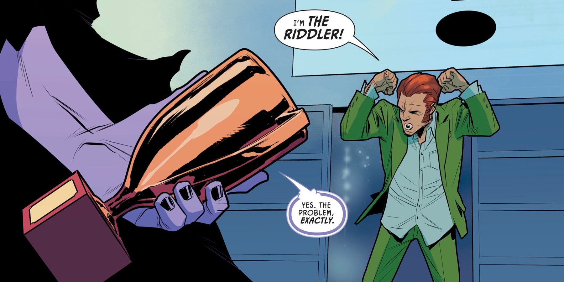 Riddler complaining to Lex Luthor in Riddler Year Of The Villain