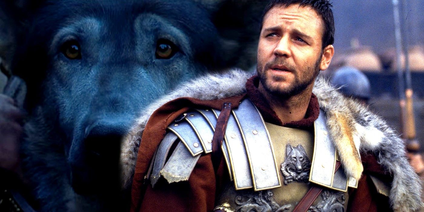 Russell Crowe as Maximus and Wolf of Rome in Gladiator