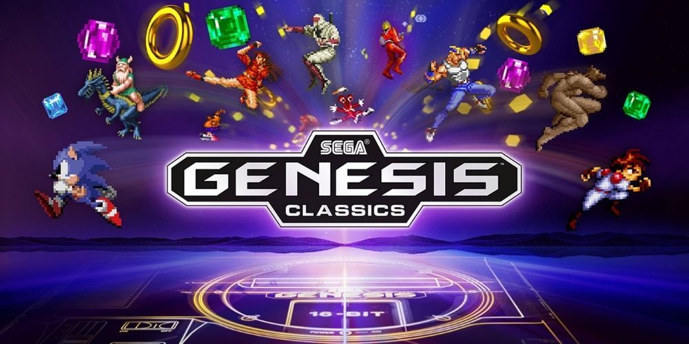 The cover of Genesis Classics features famous SEGA faces like Sonic the Hedgehog