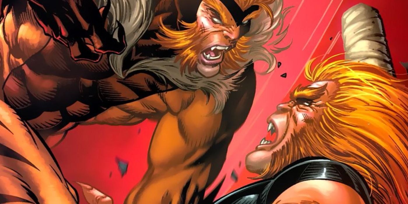 Sabretooth fights X-Men Forever version of himself in Marvel Comics.