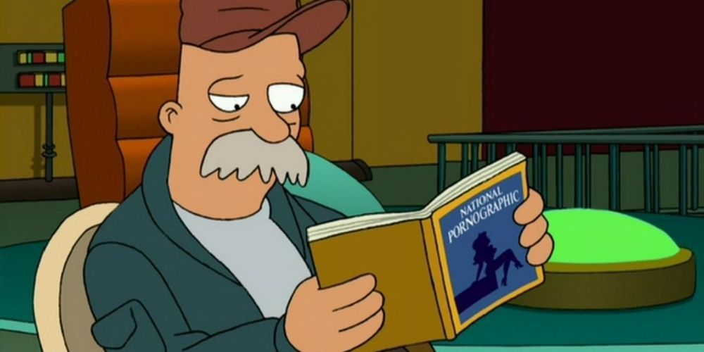 Scruffy reads a copy of 'National Pornographic' instead of working 