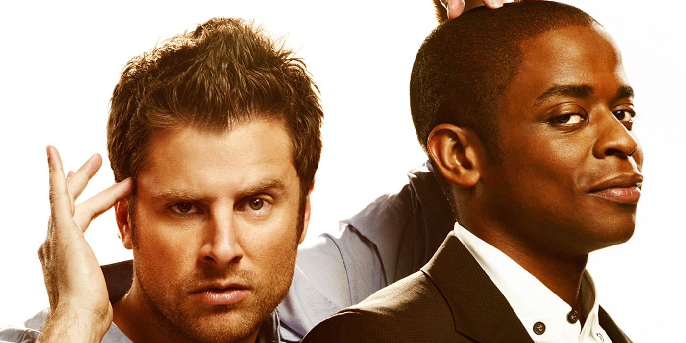 Shawn and Gus look on from Psych