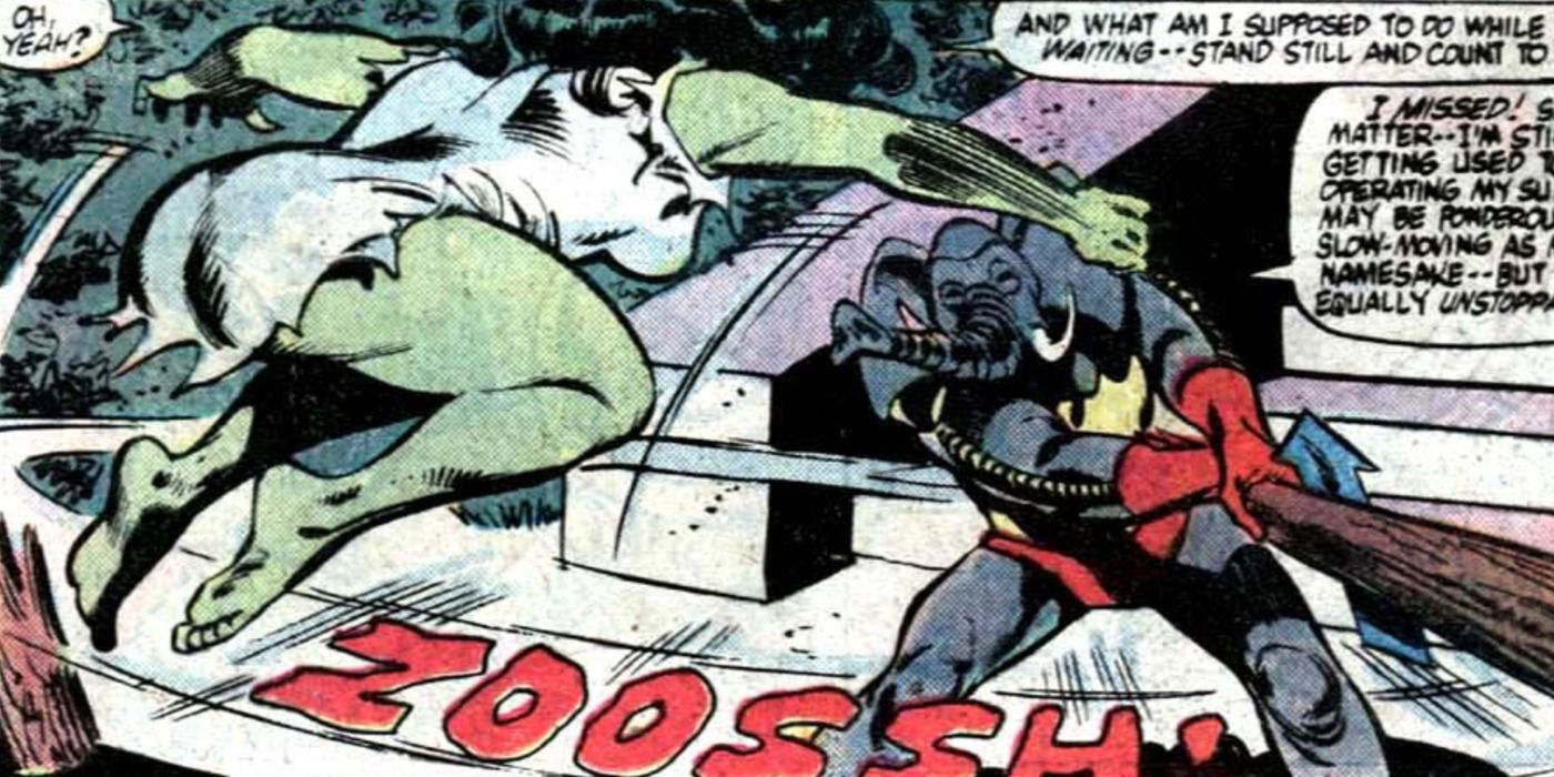 She-Hulk fights Behemoth in Marvel Comics.