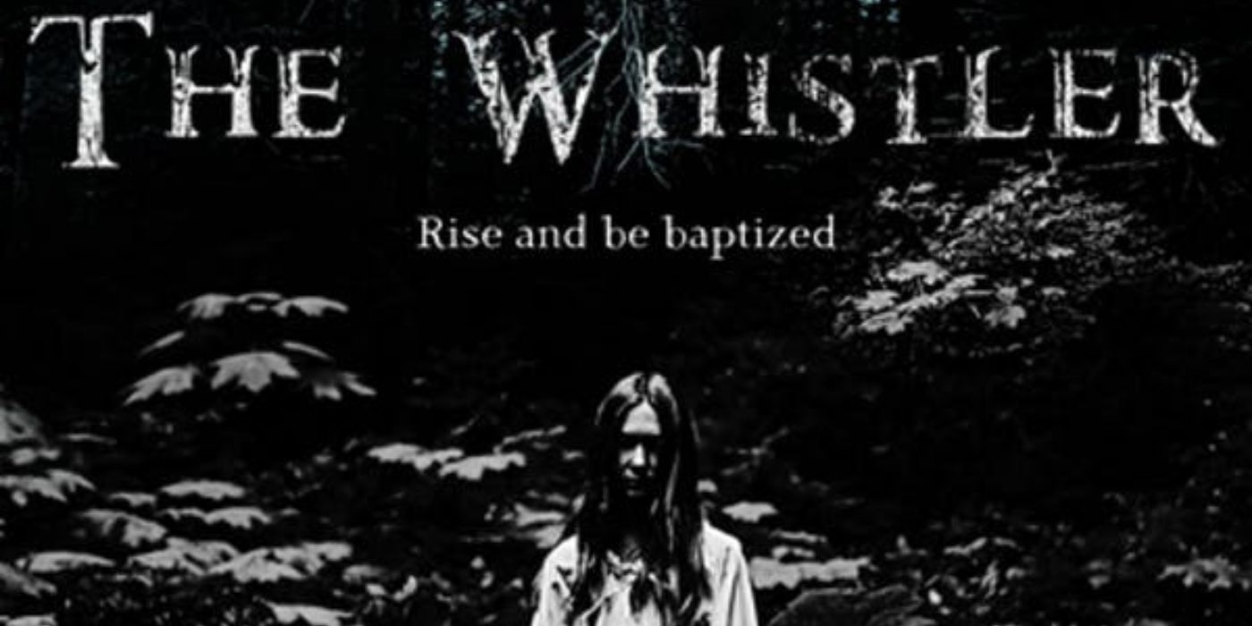 A woman in the woods in the Shudder short The Whistler