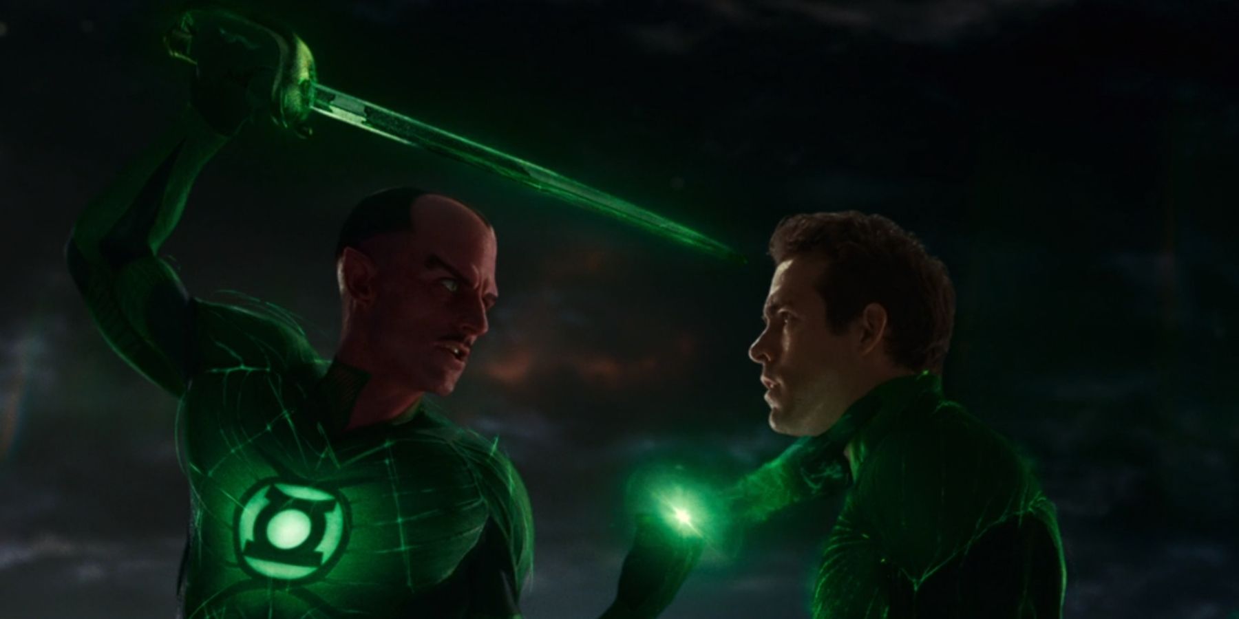 Sinestro sparring with Hal Jordan on Oa in Green Lantern 2011