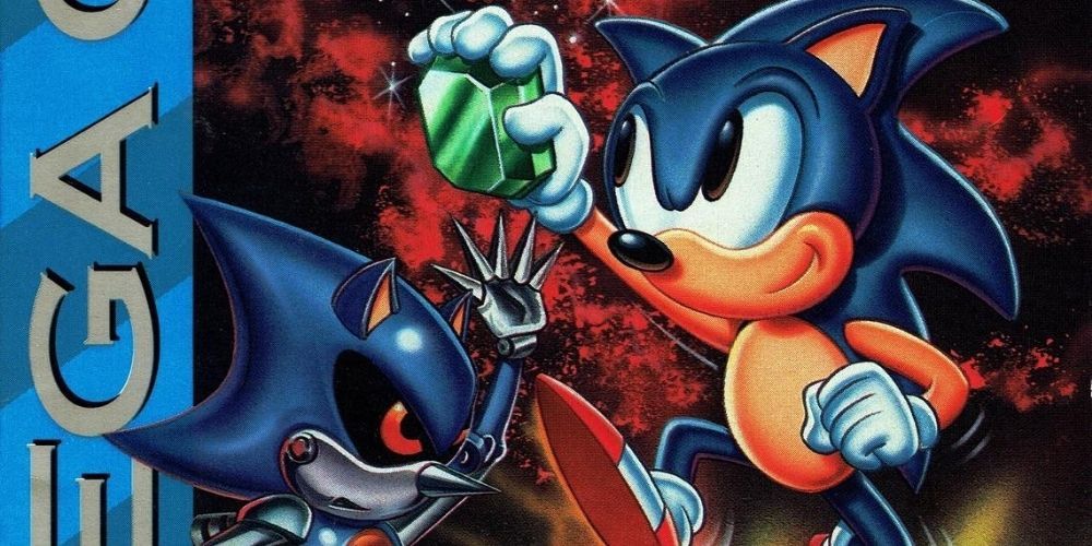 Sonic grabs a chaos emerald on the cover of SONIC CD