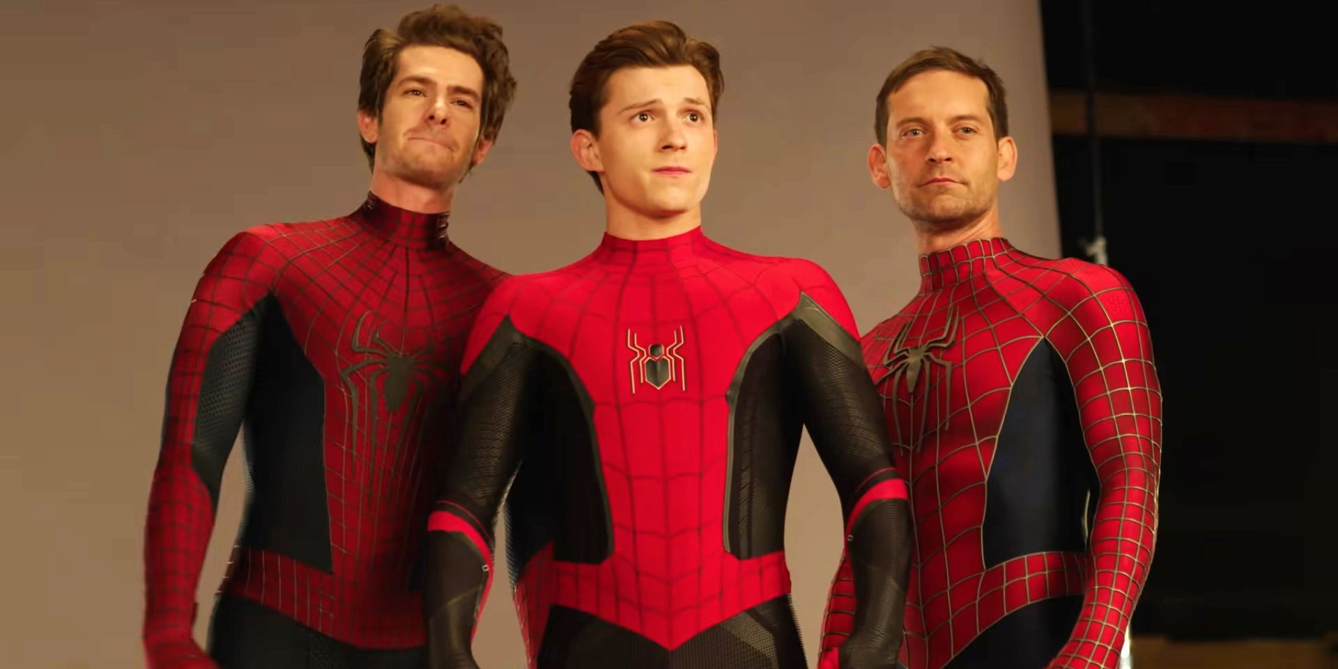 Andrew Garfield, Tom Holland, and Tobey Maguire together in Spider-Man: No Way Home