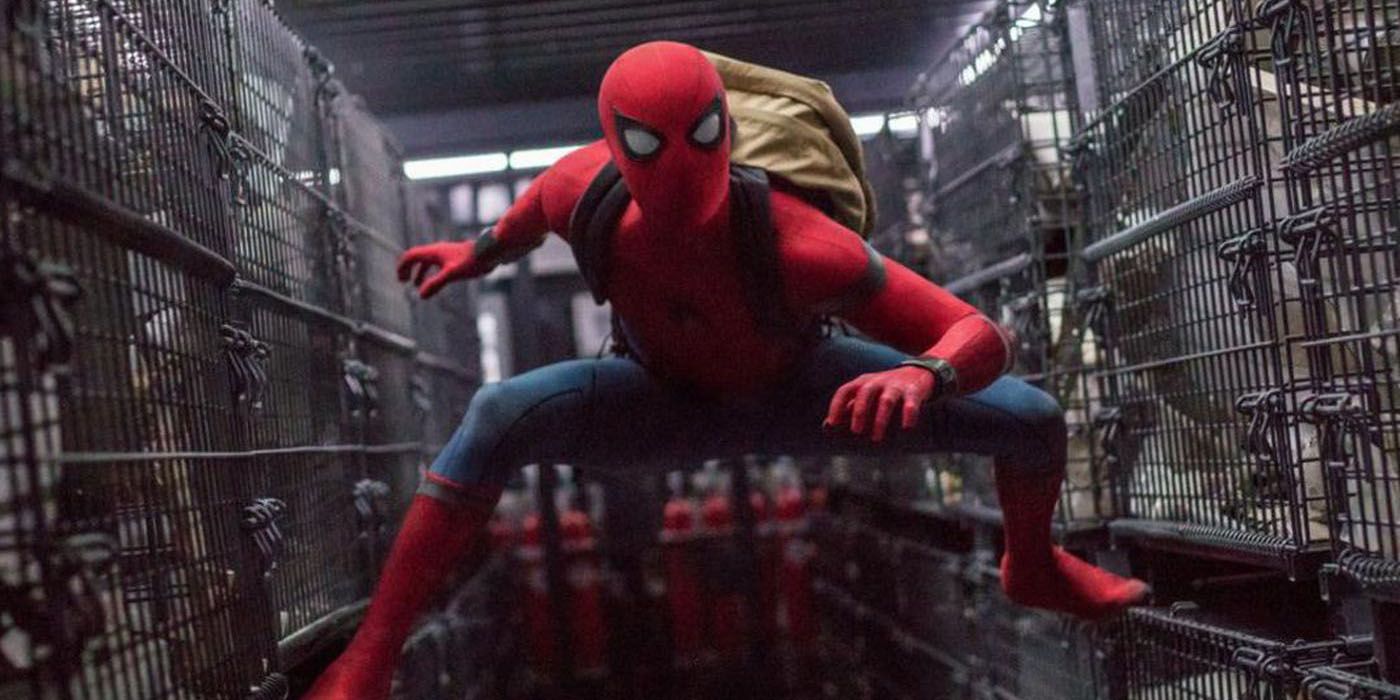 Spider-Man in a warehouse in Homecoming.