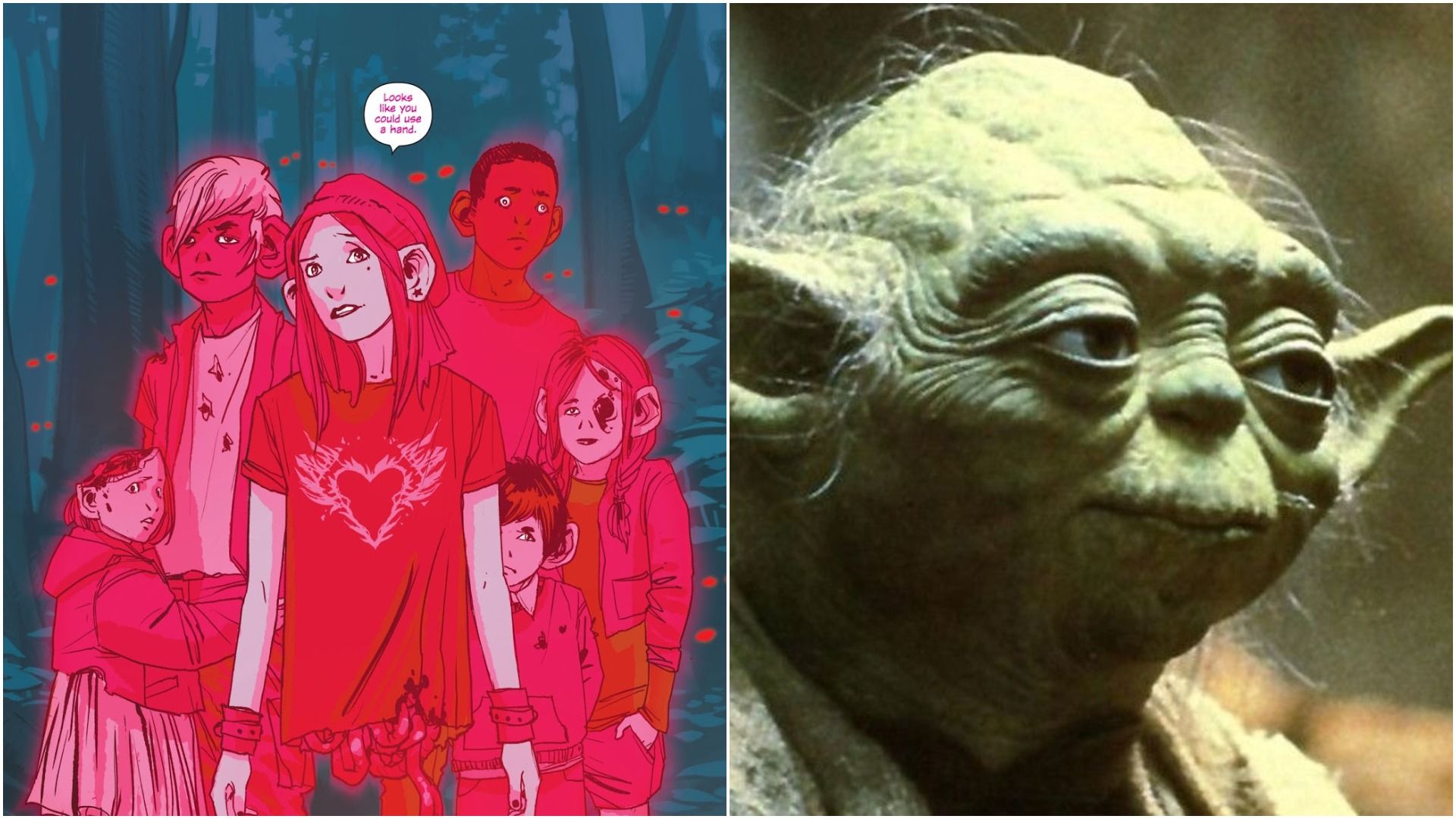 Split Image of Izabel and Yoda