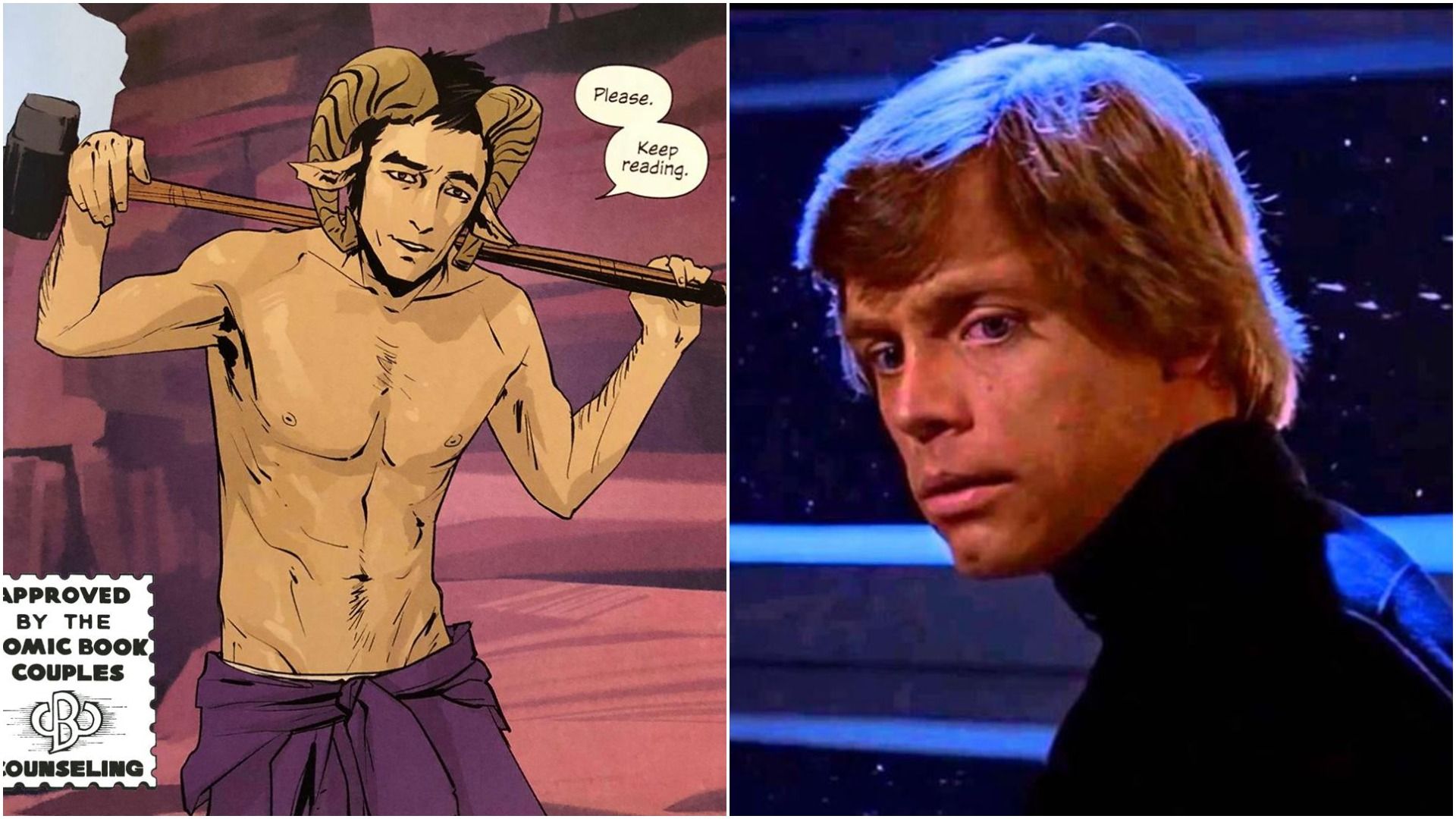 Split Image of Luke Skywalker and Marko