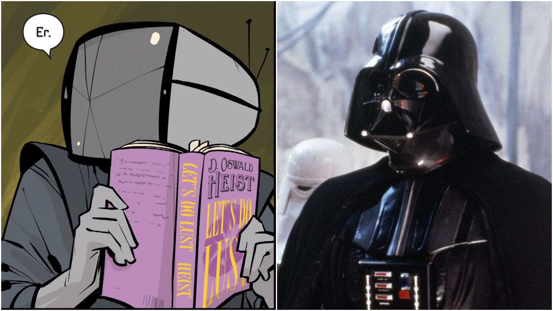 Split Image of Prince Robot and Darth Vader