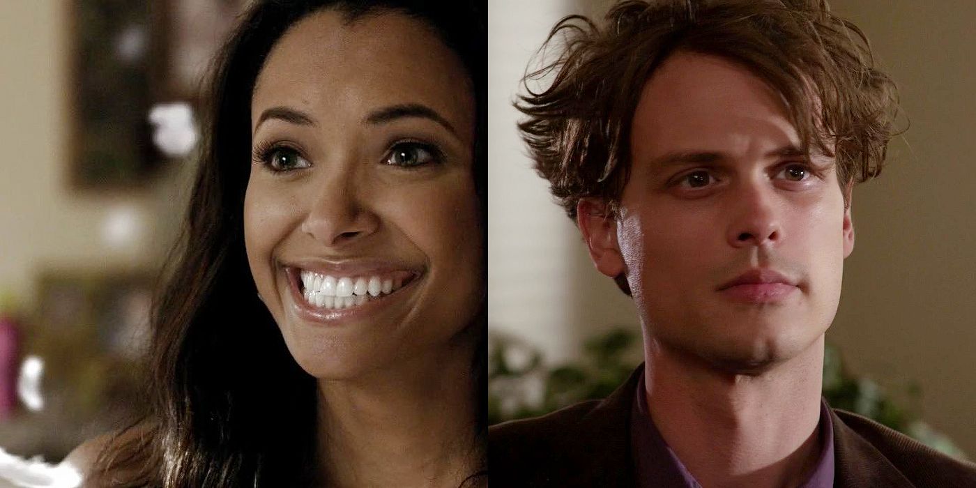 Split image of Bonnie from The Vampire Diaries lifting feathers with magic and Reid from Criminal Minds.