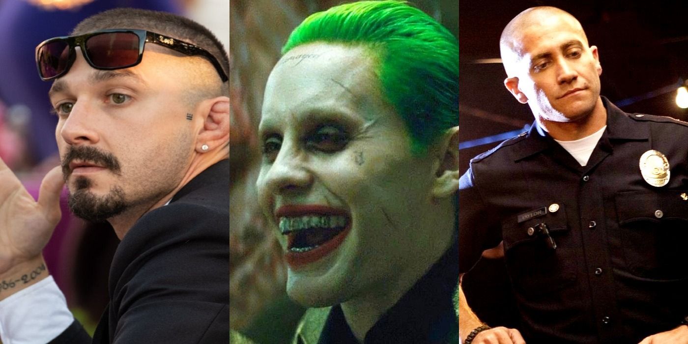 Split image of Creeper in The Tax Collector, Joker in Suicide Squad, and Brian in End of Watch