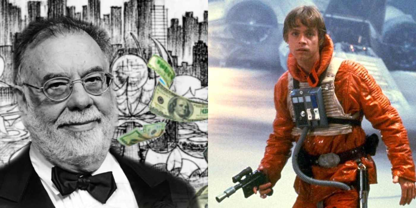 Split image of Francis Ford Coppola and Luke Skywalker in The Empire Strikes Back