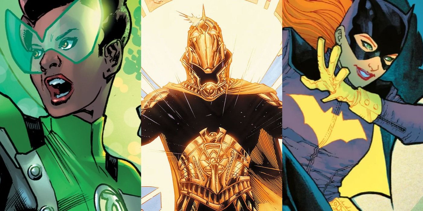 Split image of Green Lantern, Doctor Fate and Batgirl DC Comics feature