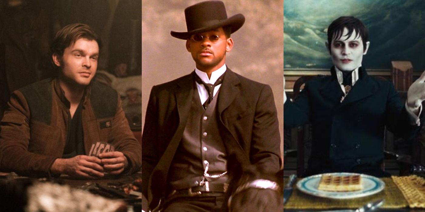 Split image of Han in Solo, James in Wild Wild West, and Barnabas in Dark Shadows