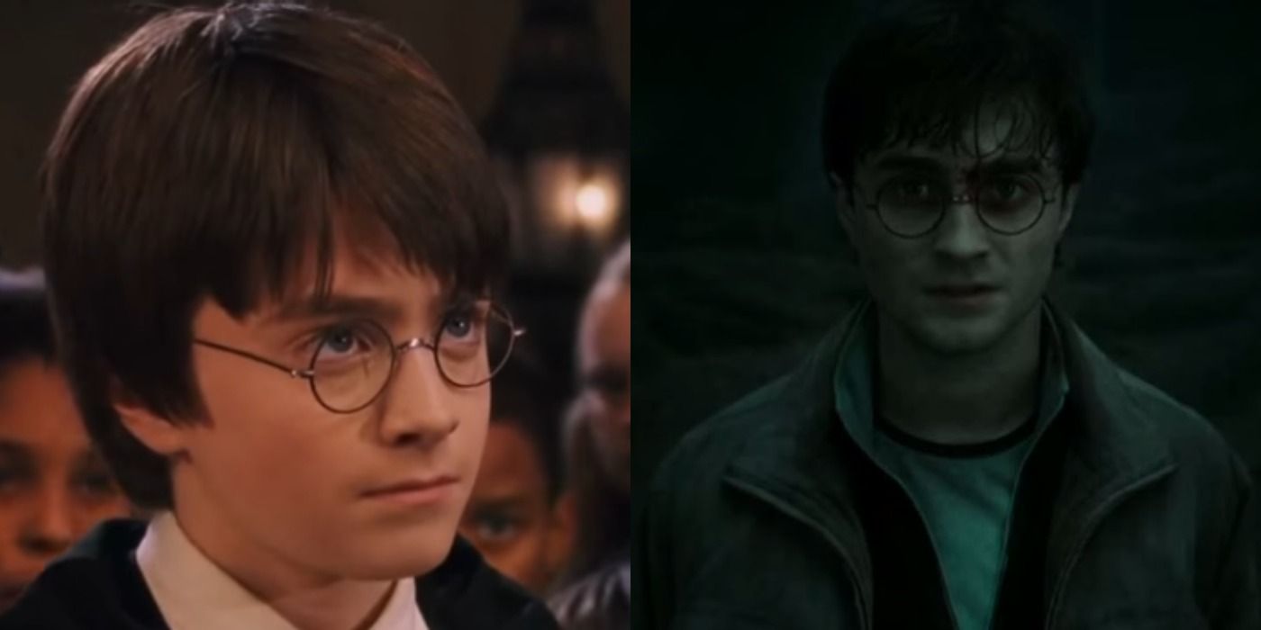 Split image of Harry in Harry Potter
