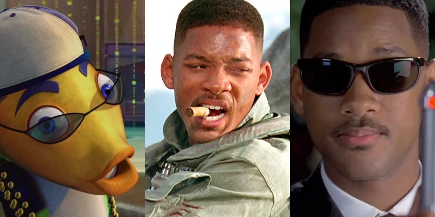Split image of Oscar in Shark Tale, Steven in Independence Day, and J in Men In Black