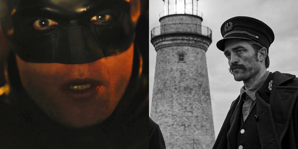Split image of Robert Pattinson in The Batman and The Lighthouse