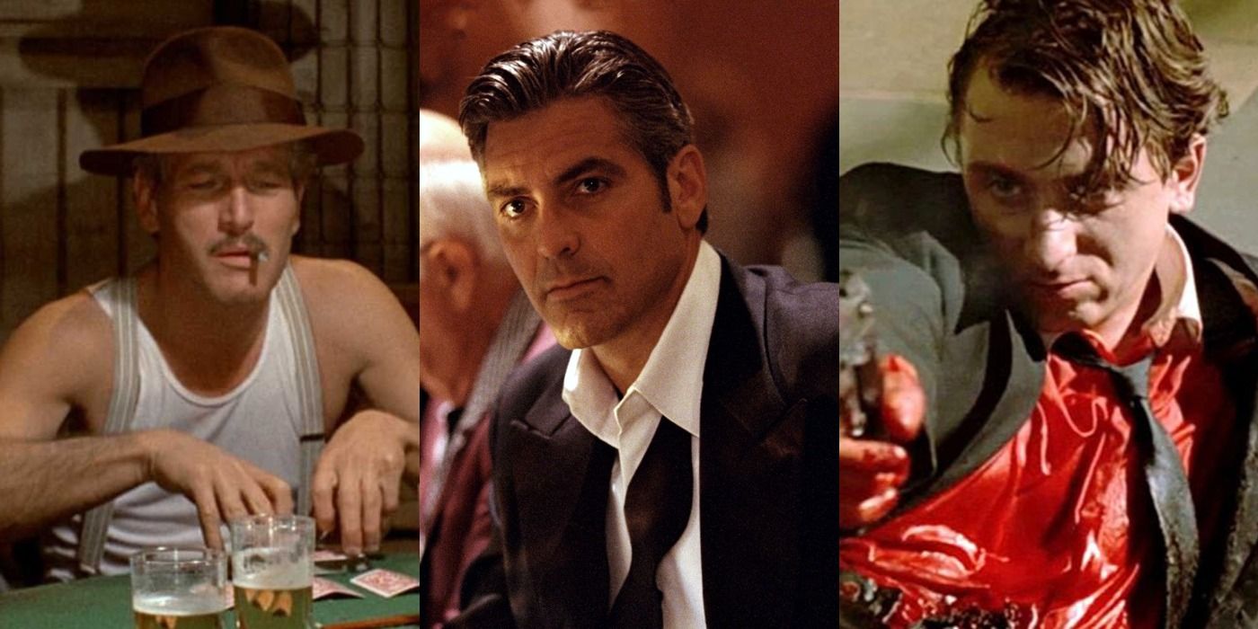 Split image of Shaw in The Sting, Danny in Ocean's Eleven, and Mr. White in Reservoir Dogs