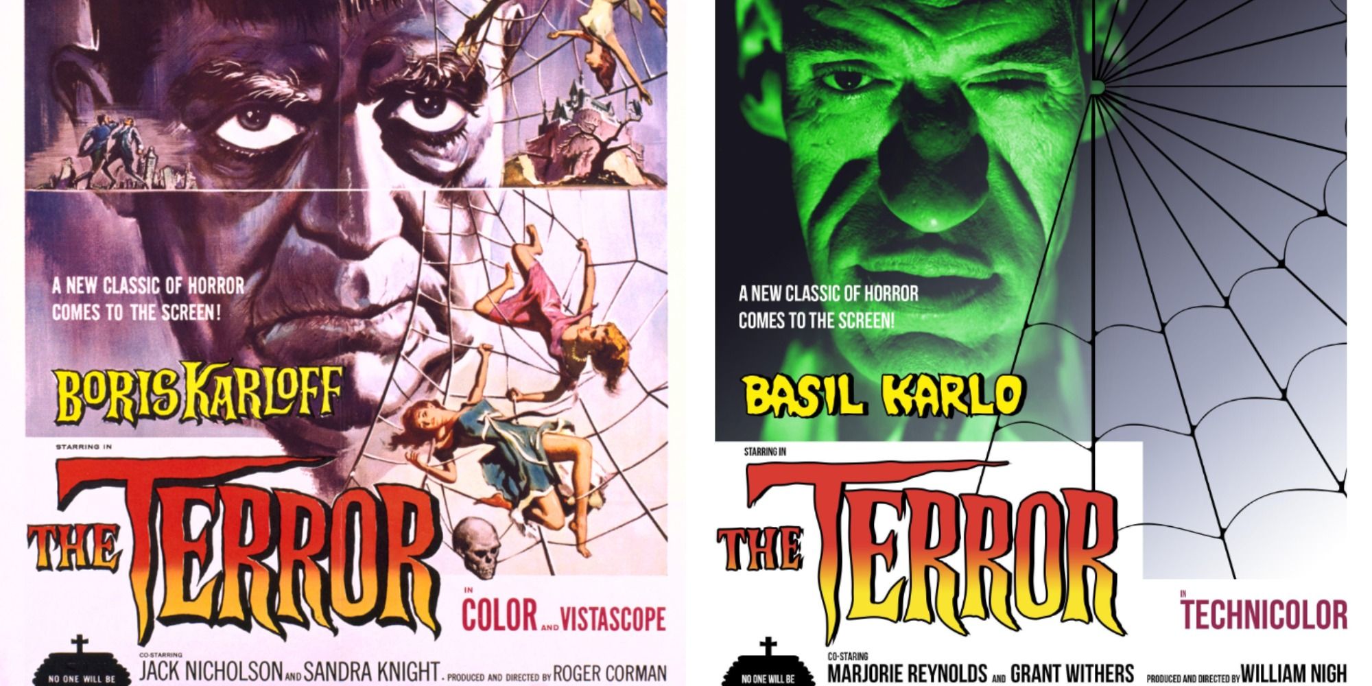 Split image of the poster for The Terror and the parody poster for The Terror starring Clayface
