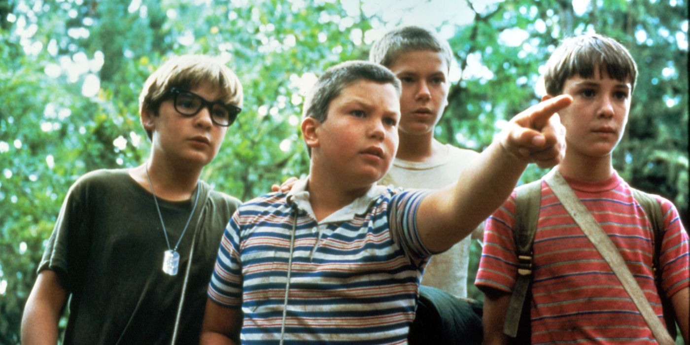 Gordie, Chris, Teddy, and Vern in the woods together in Stand By Me.