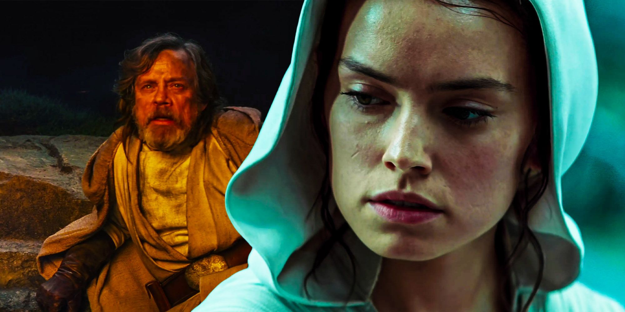 Luke Skywalker and Rey in Star Wars The Rise of Skywalker