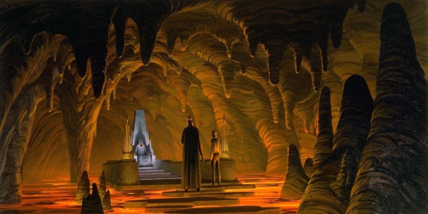 The Emperor's Throne Room in concept art for Return of the Jedi