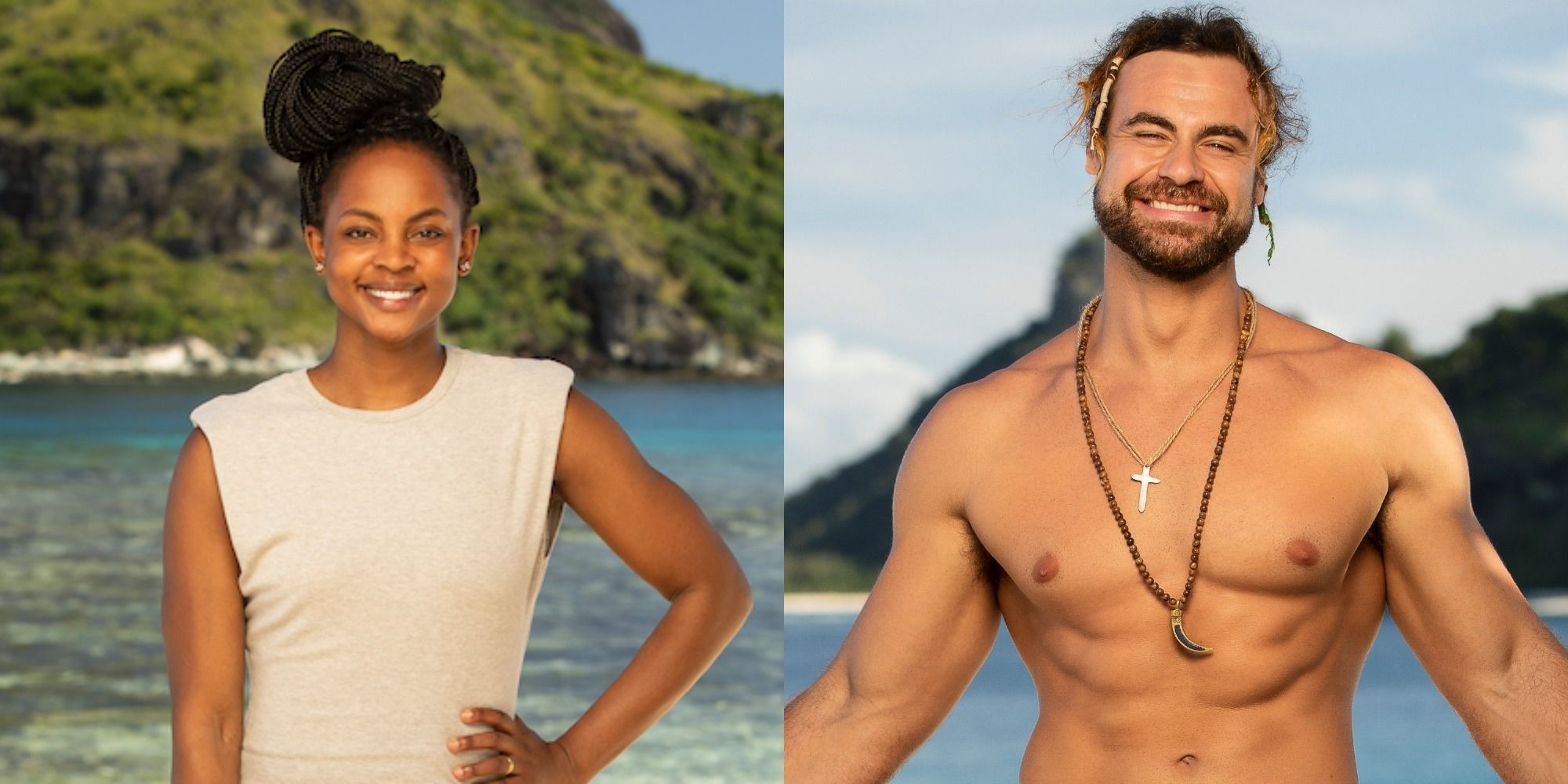 Split image showing Drea Wheeler and Jonathan Young in Survivor 42
