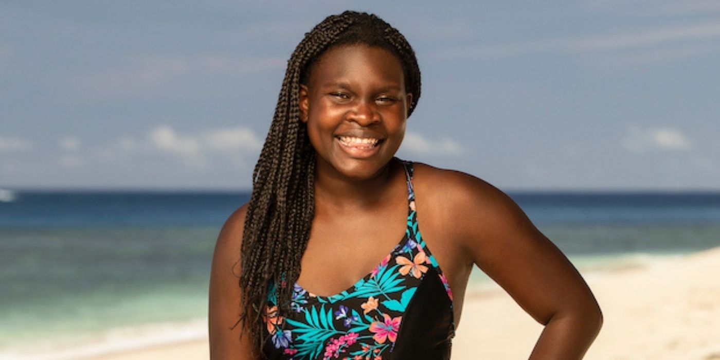 Maryanne Oketch smiling for the camera in Survivor 42
