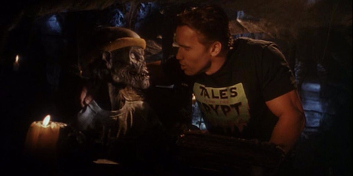 Arnold Schwarzenegger motivates the Crypt Keeper from Tales from the Crypt