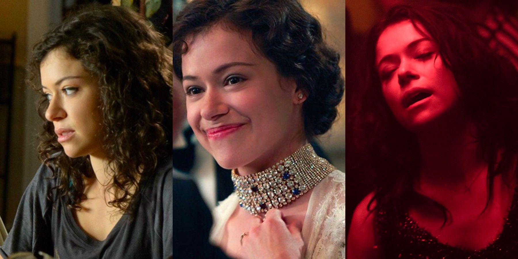 Split image: Tatiana Maslany in Cas & Dylan, Woman in Gold, and Pink Wall