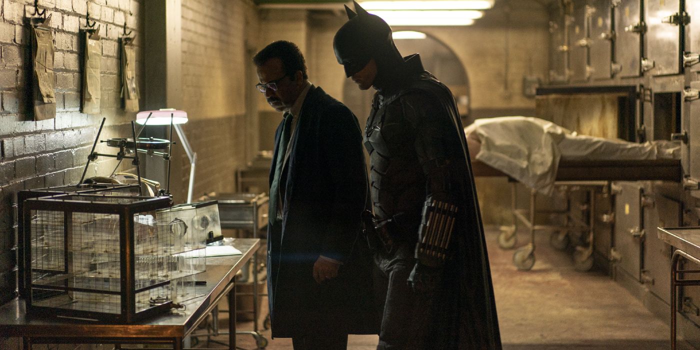 Batman and Gordon in the morgue in The Batman